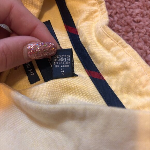 VTG Ralph Lauren Long Sleeve Dress Shirt Mens XXL Yellow Classic Fit Button Down - Picture 5 of 6